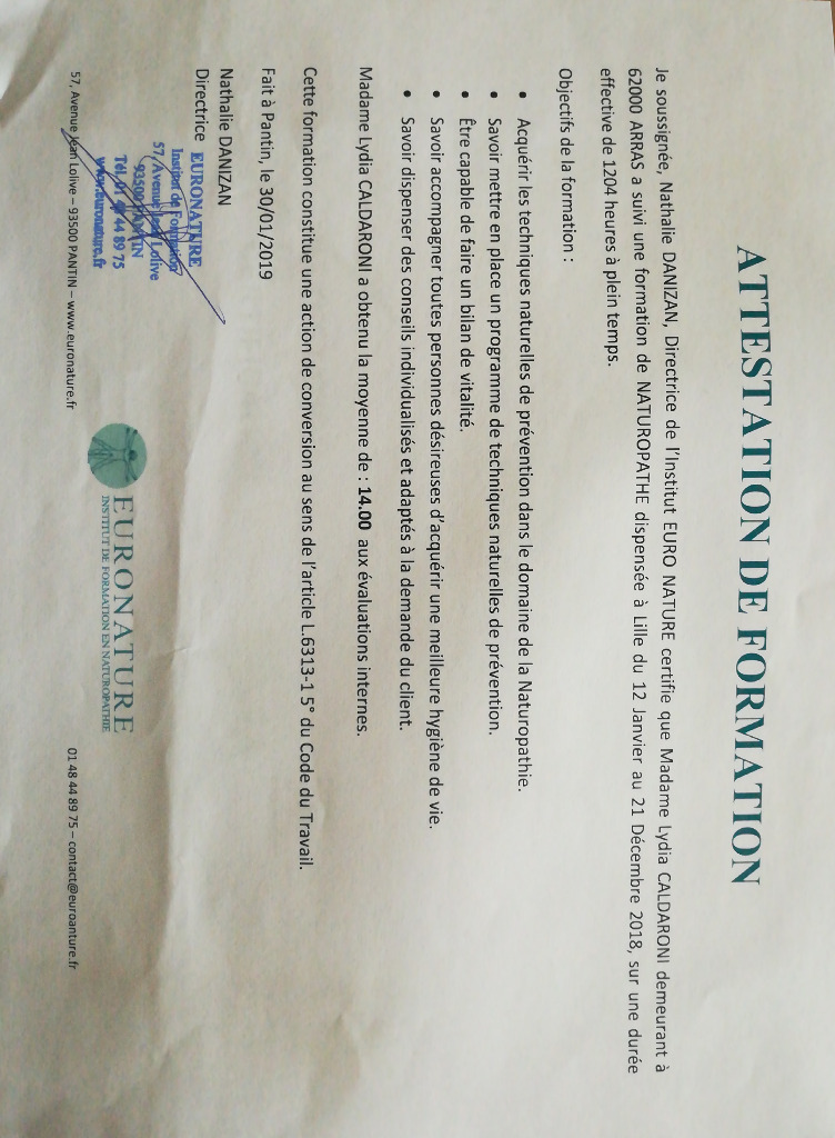 photo diplome LYDIA CALDARONI