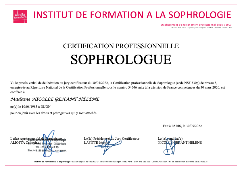 photo diplome Hélène NICOLLE GEHANT