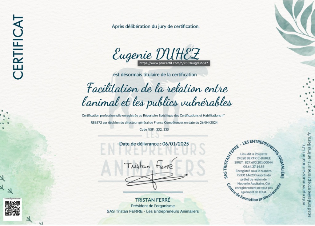 photo diplome Eugénie Duhez