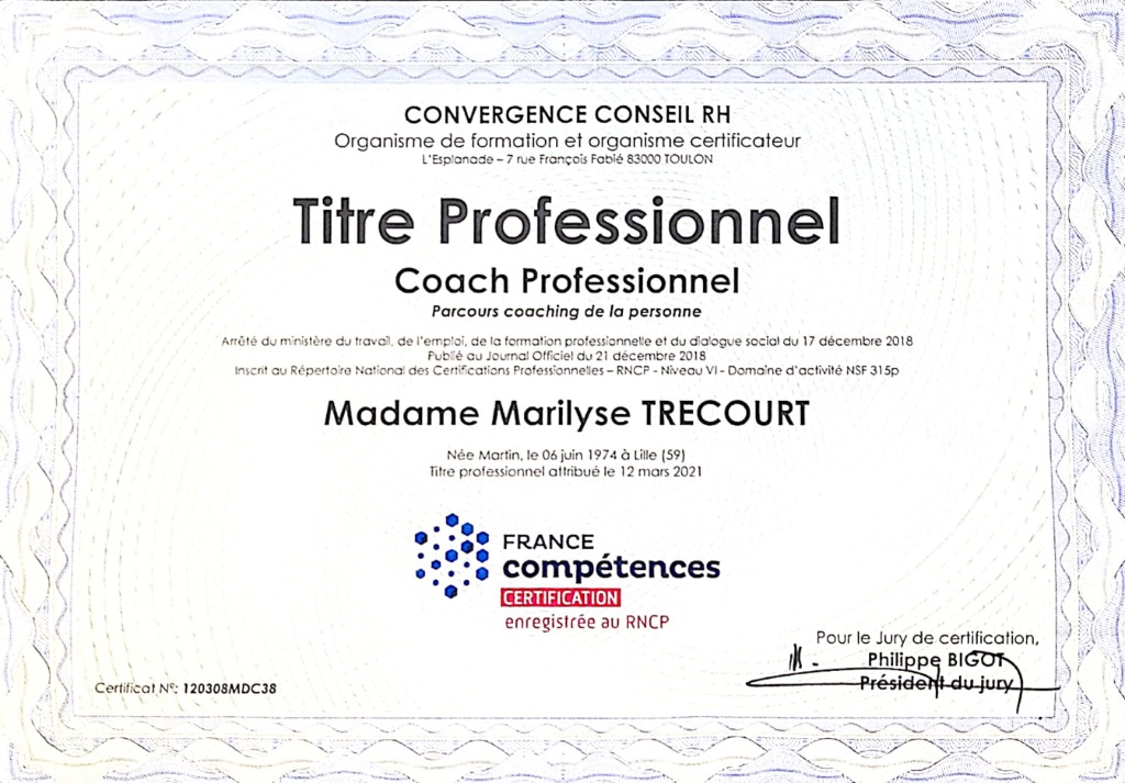 photo diplome Marilyse TRECOURT