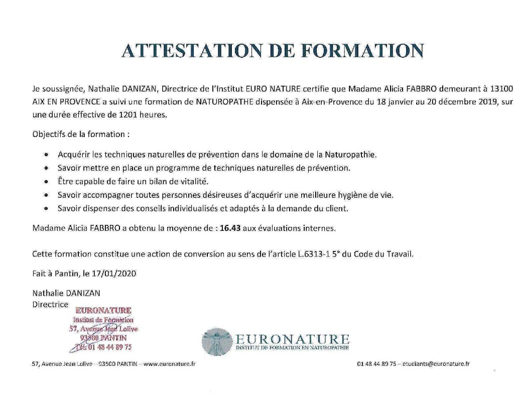 photo diplome Alicia FABBRO