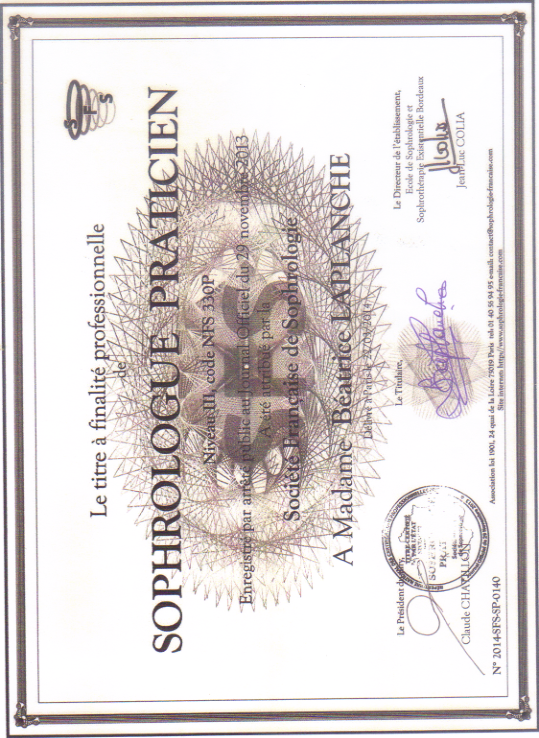 photo diplome Béatrice LAPLANCHE