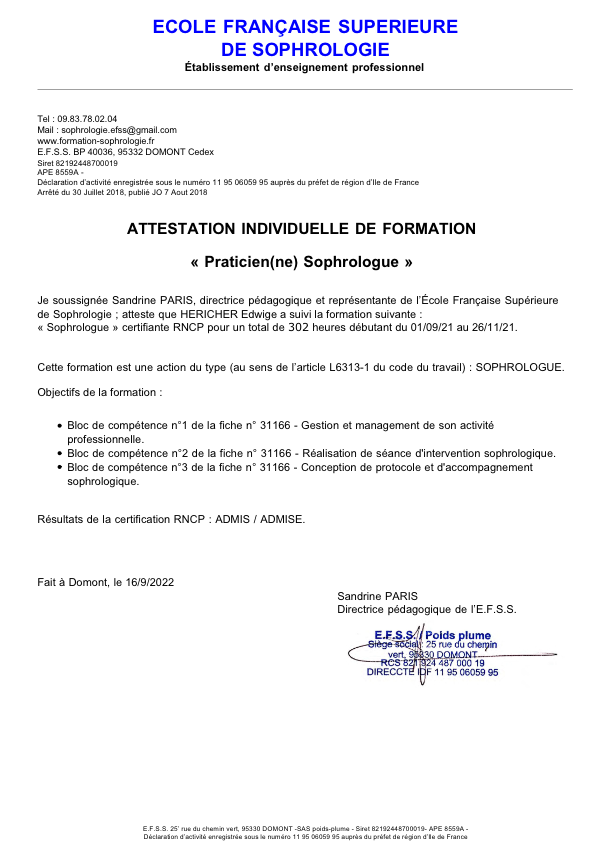 photo diplome Sophr’A vous by Edwige HERICHER 