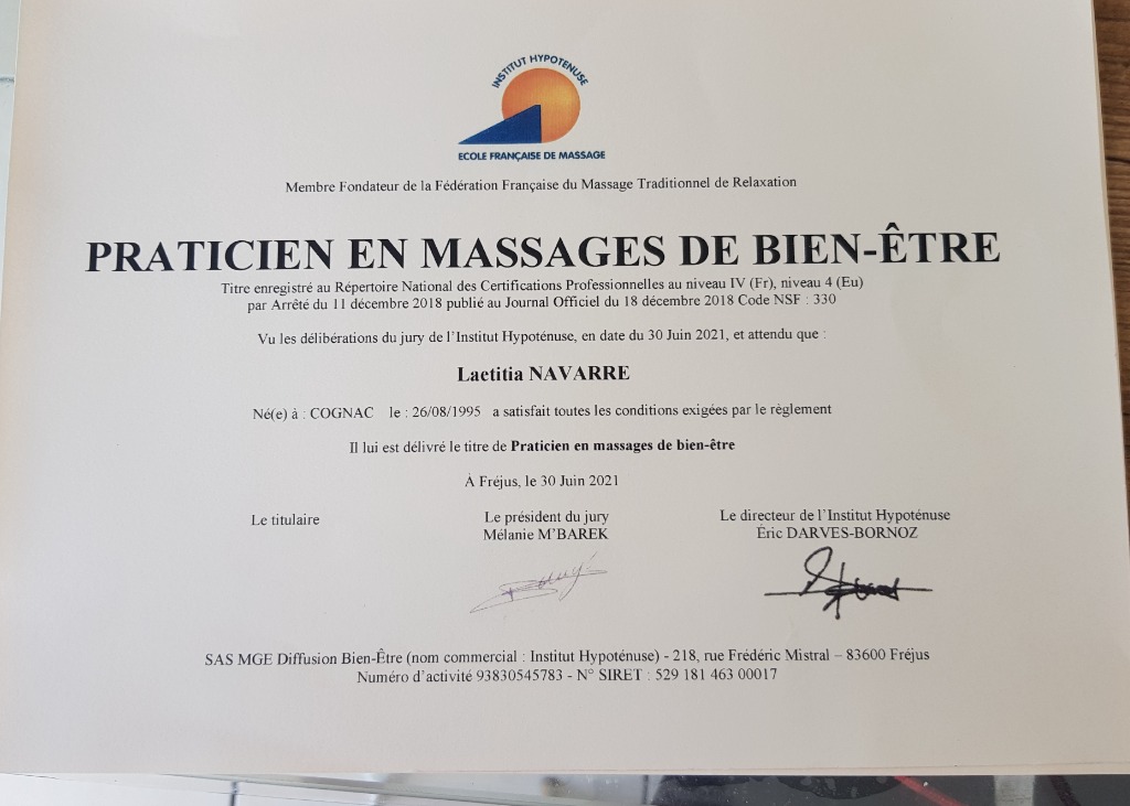 photo diplome Nav’asté massage