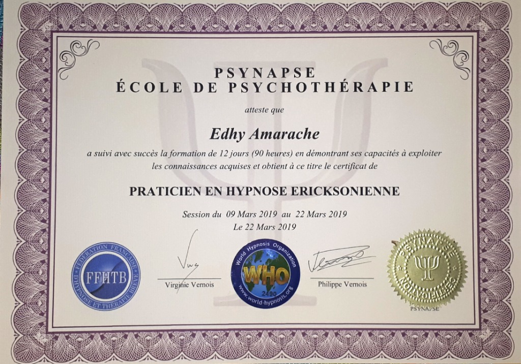 photo diplome Edhy Amarache