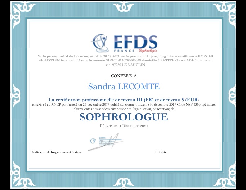 photo diplome Sandra Lecomte