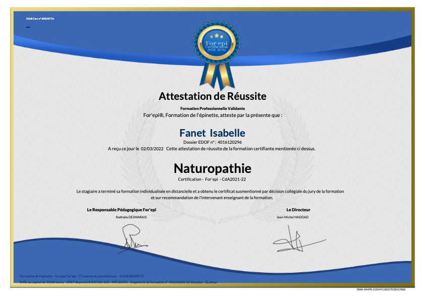 photo diplome Bien-être 66 By Isa