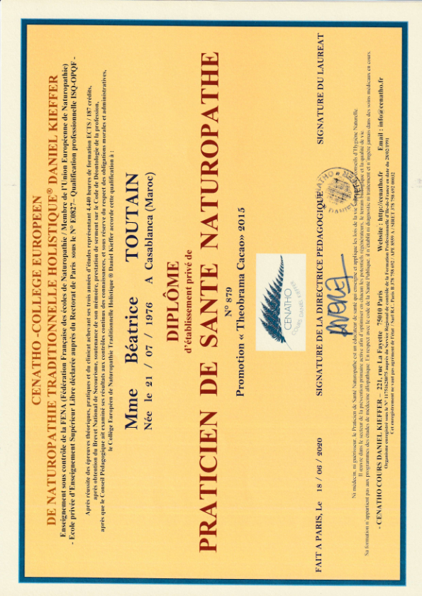 photo diplome Béatrice TOUTAIN