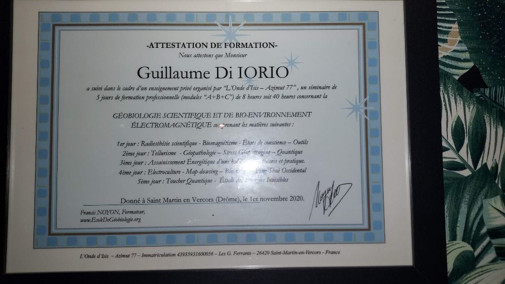 photo diplome Géobio04, Magnétiseur - Géobiologue