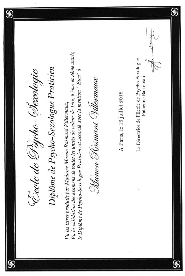 photo diplome Cabinet Agapé