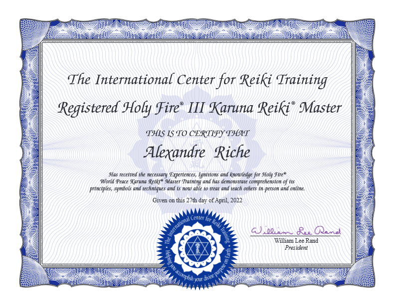 photo diplome Graine de Reiki