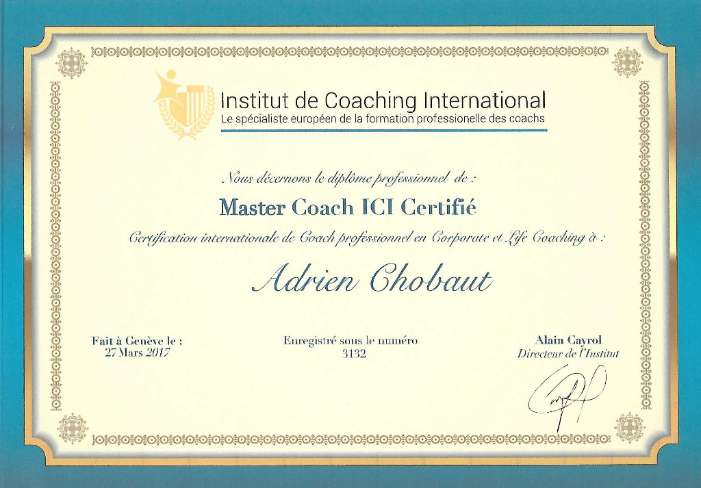 photo diplome Essenciel Coaching