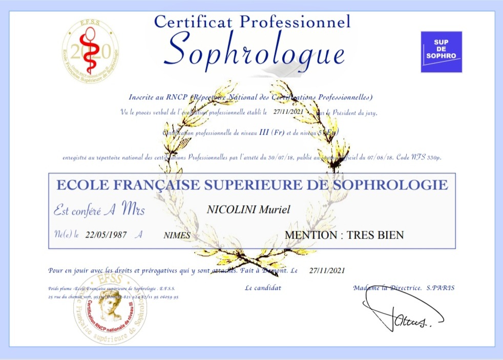 photo diplome Muriel NICOLINI