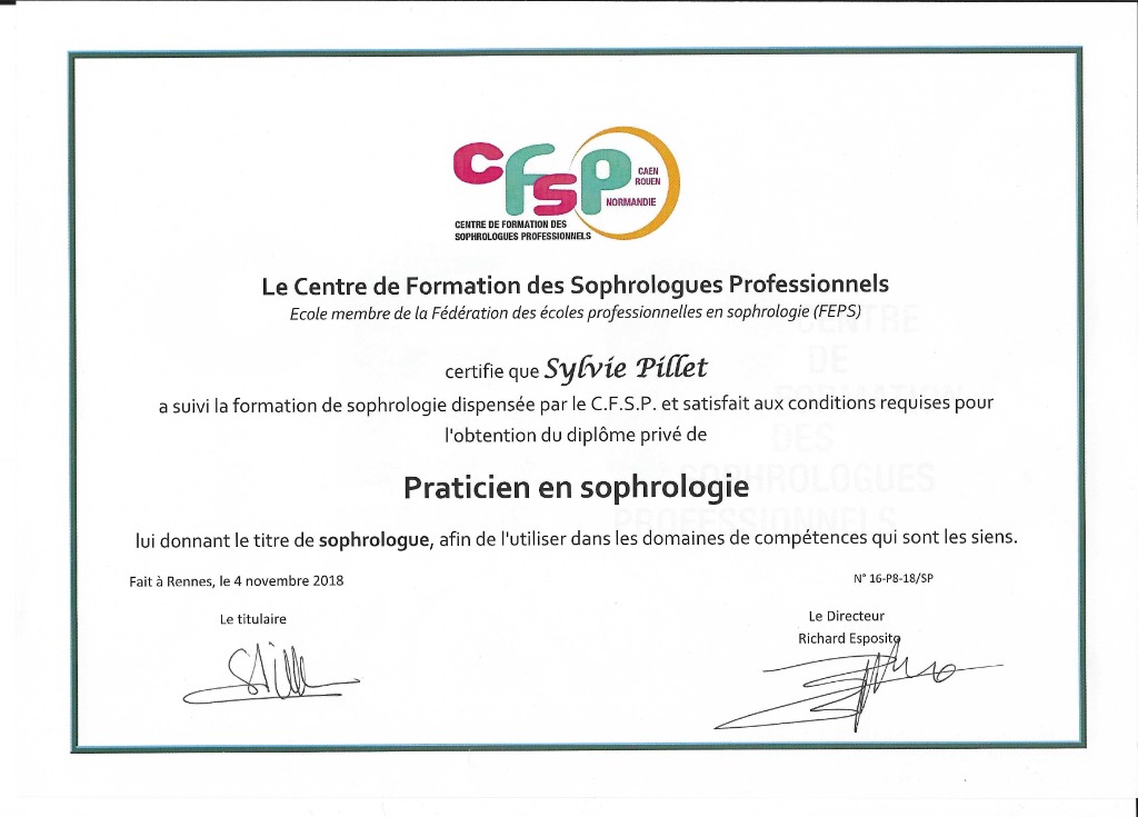 photo diplome Sylvie PILLET