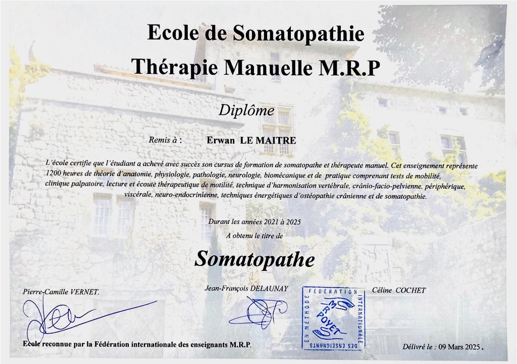 photo diplome Erwan Le Maitre