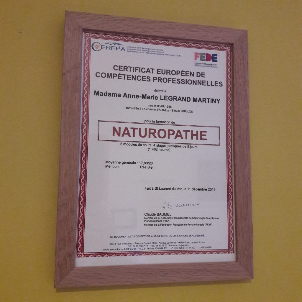 photo diplome Anne Marie Legrand Martiny