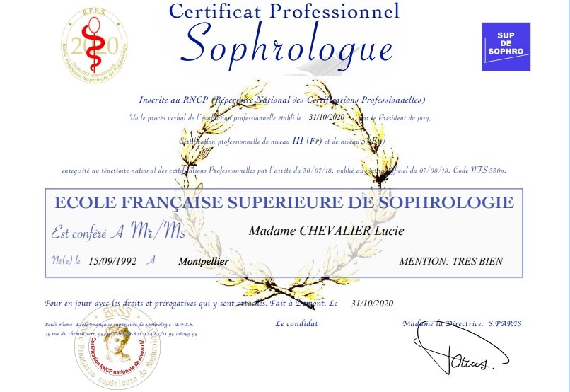 photo diplome Lucie Chevalier