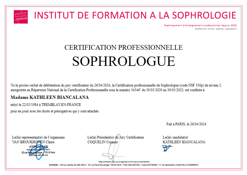 photo diplome Kathleen Biancalana