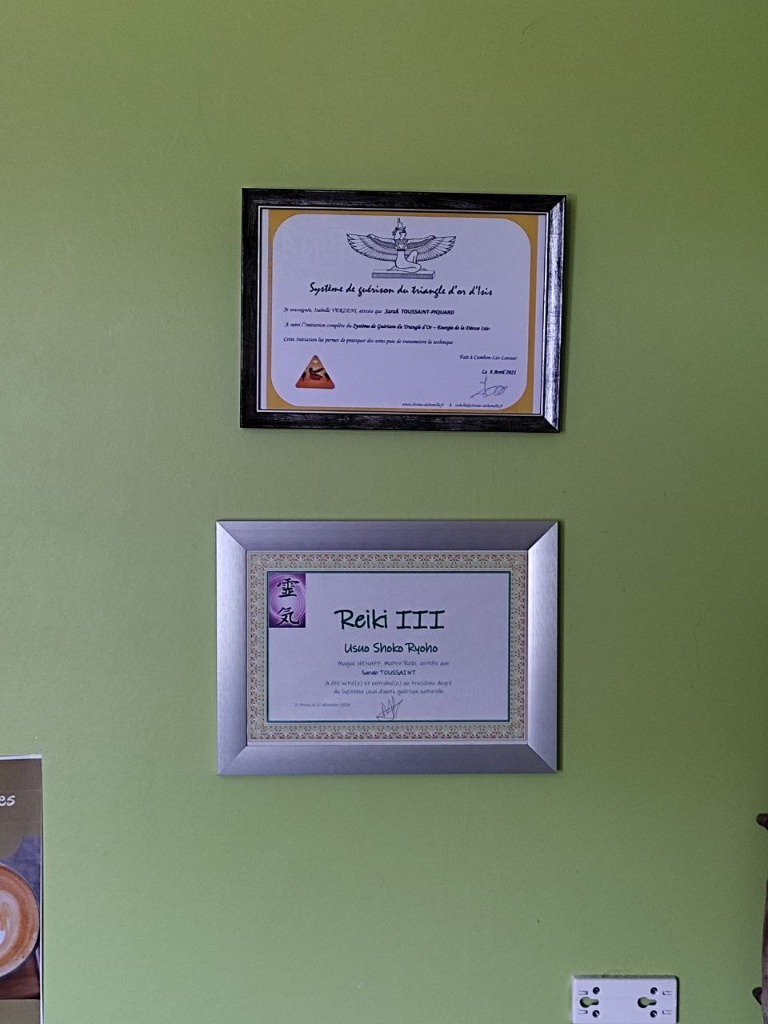 photo diplome Sarah Soins énergétiques