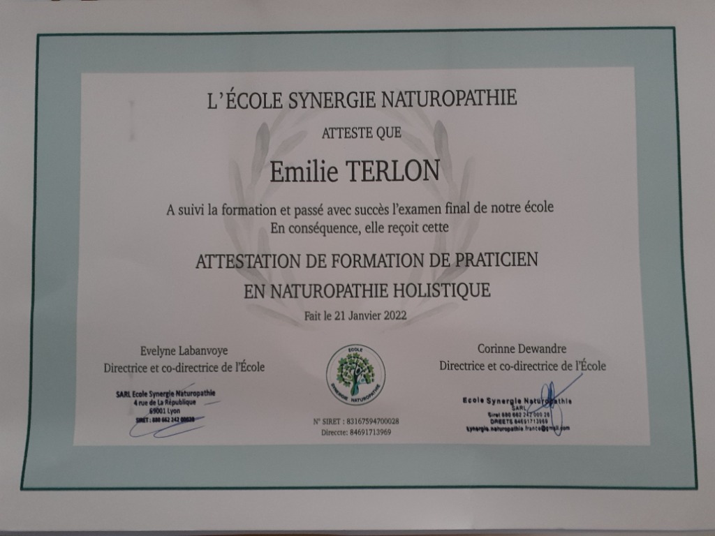 photo diplome Emilie CLUZEL-TERLON