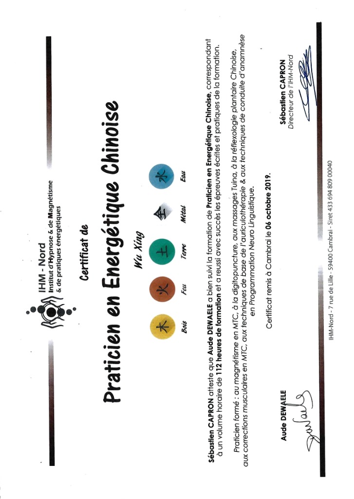 photo diplome Aude DEWAELE / Ode A La Vie