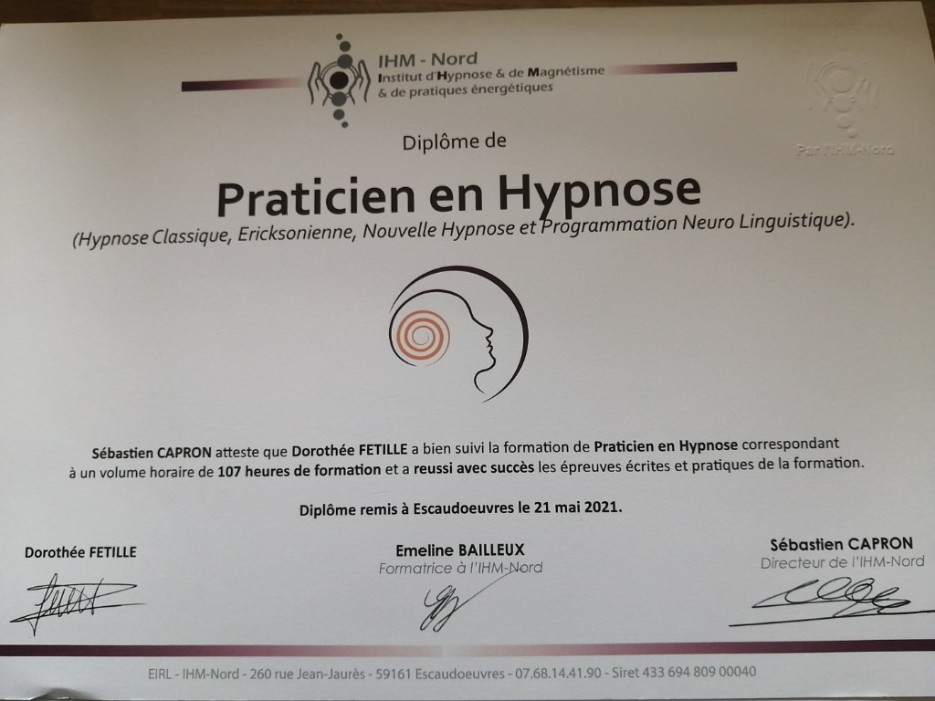 photo diplome L’Âme Agit Des Sens