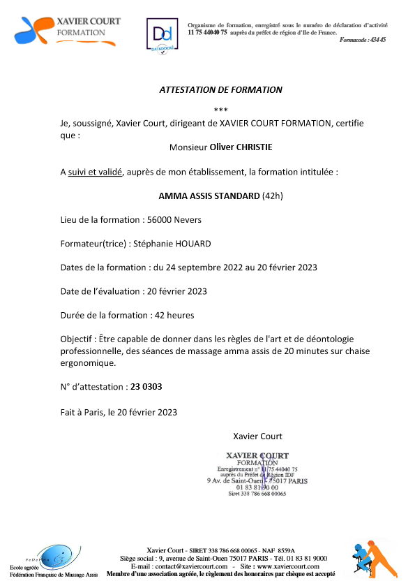 photo diplome Oliver CHRISTIE