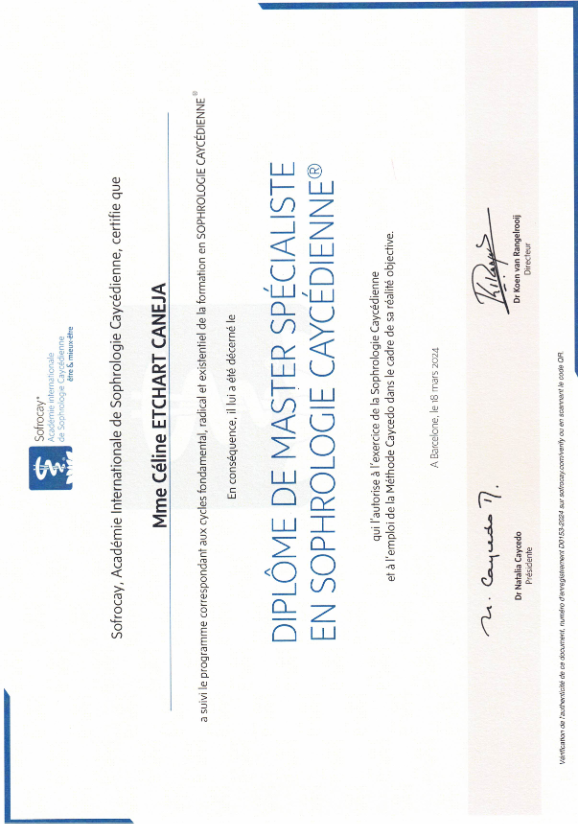 photo diplome UN INSTANT VERS SOI - Céline ETCHART CANEJA