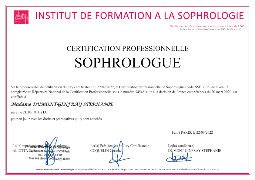 photo diplome Stéphanie DUMONT-GINFRAY