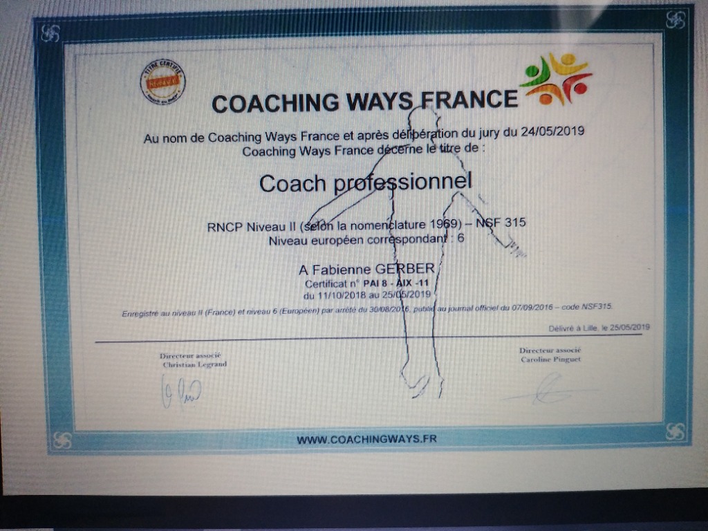 photo diplome  Kaléidoscope Coaching