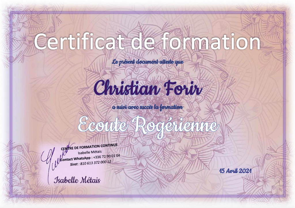 photo diplome Christian FORIR