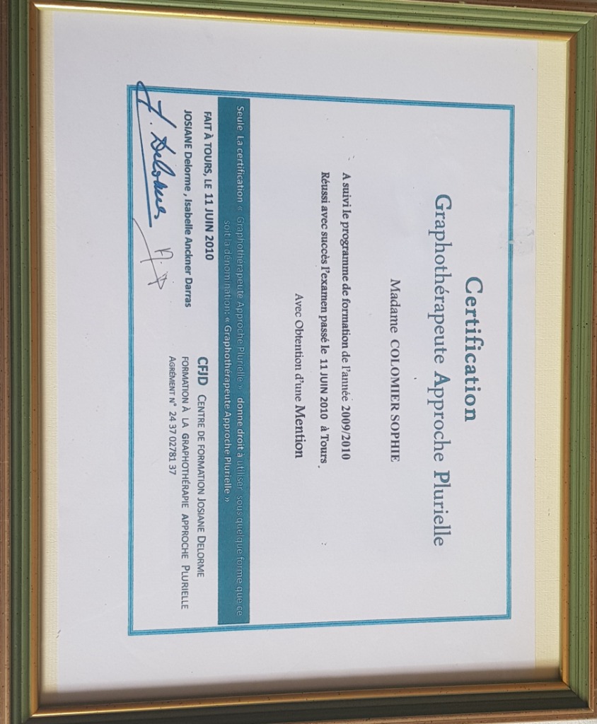 photo diplome Sophie Colomier 