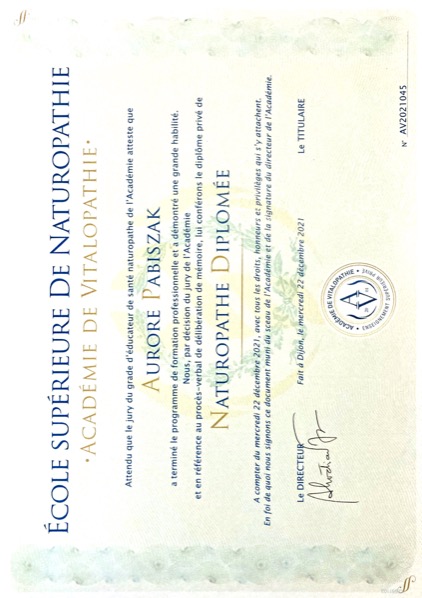 photo diplome Naturo & Ko 
