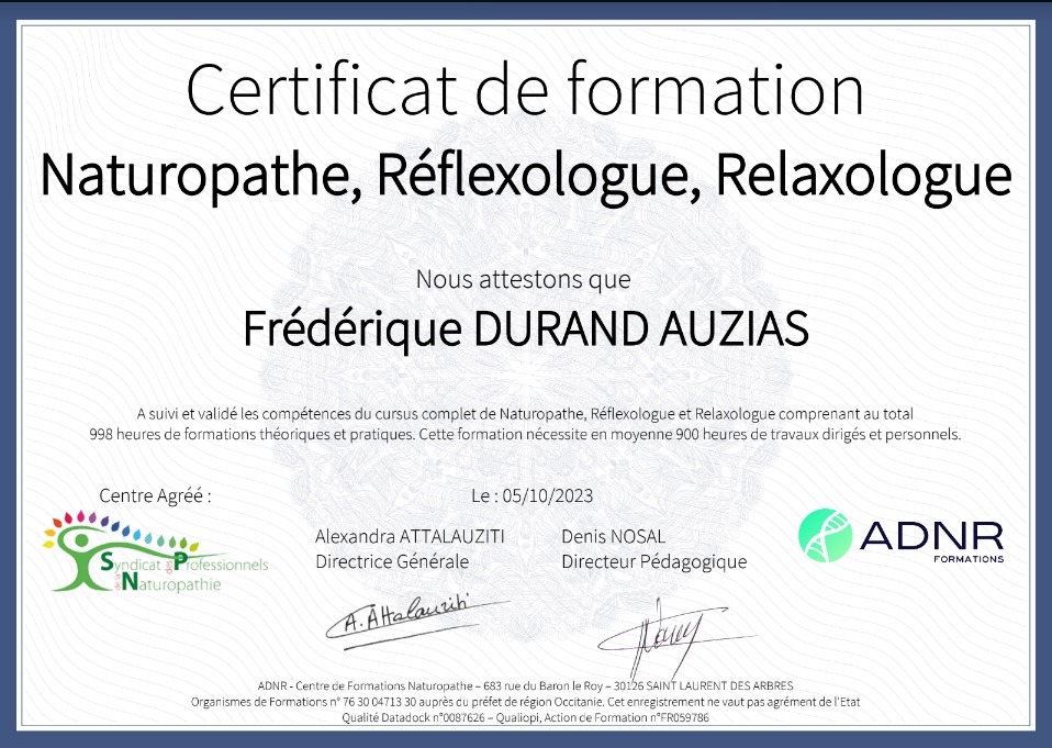 photo diplome Frédérique DURAND-AUZIAS 