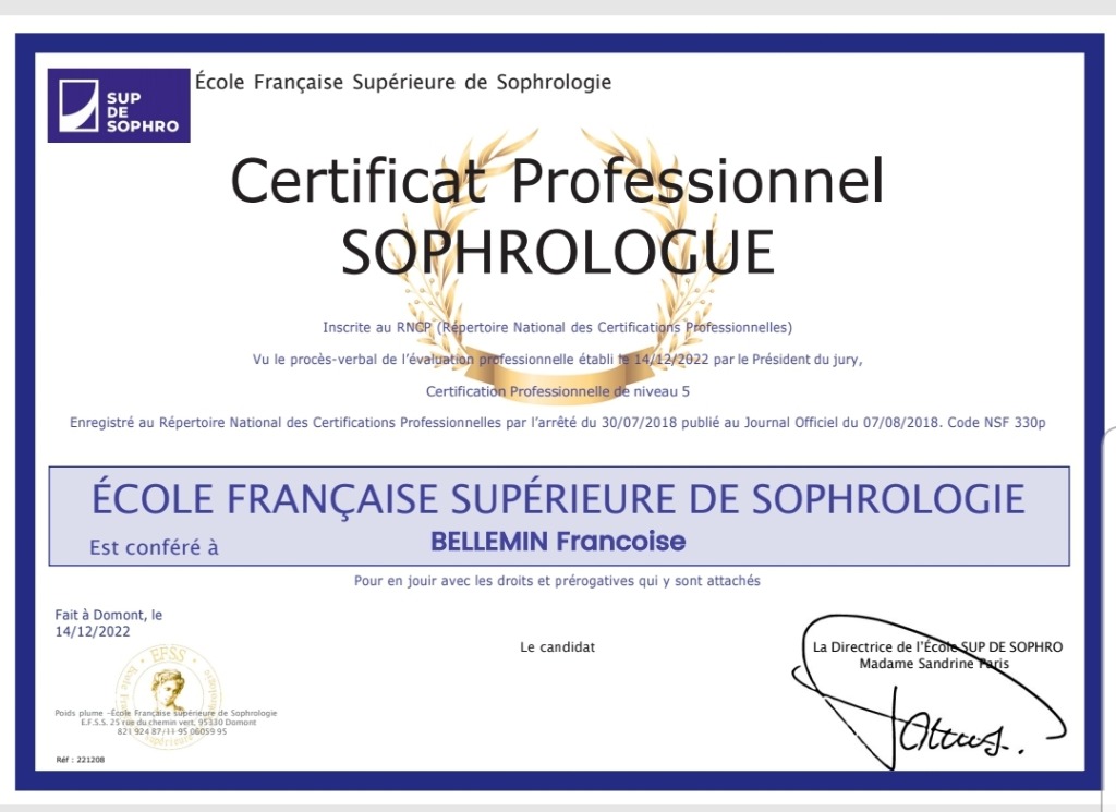 photo diplome Francoise Bellemin