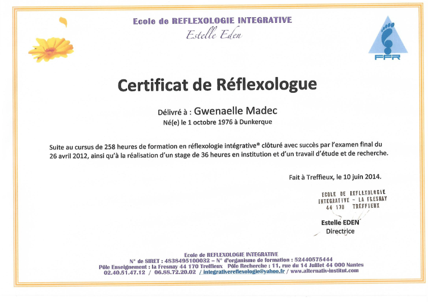 photo diplome Gwenaëlle Calvé