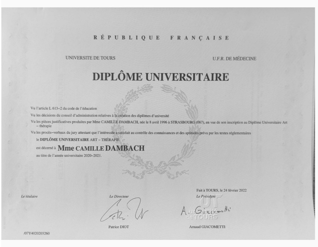 photo diplome Camille DAMBACH