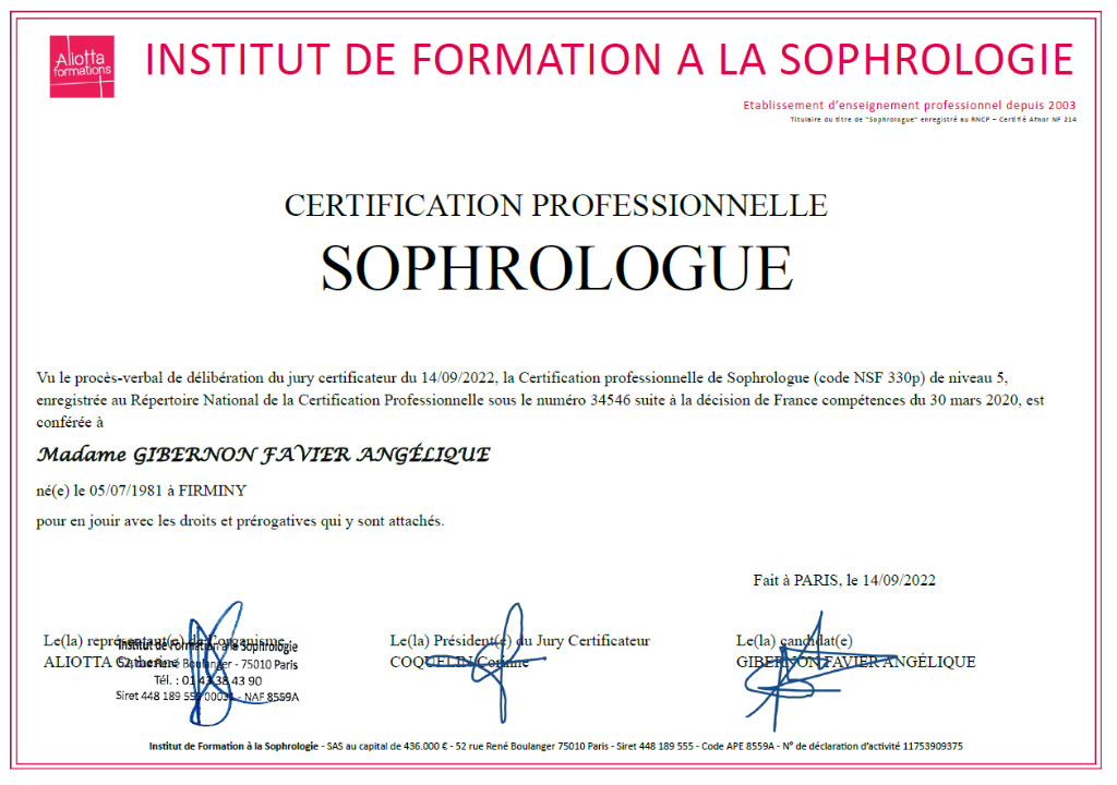 photo diplome Angélique Gibernon Favier