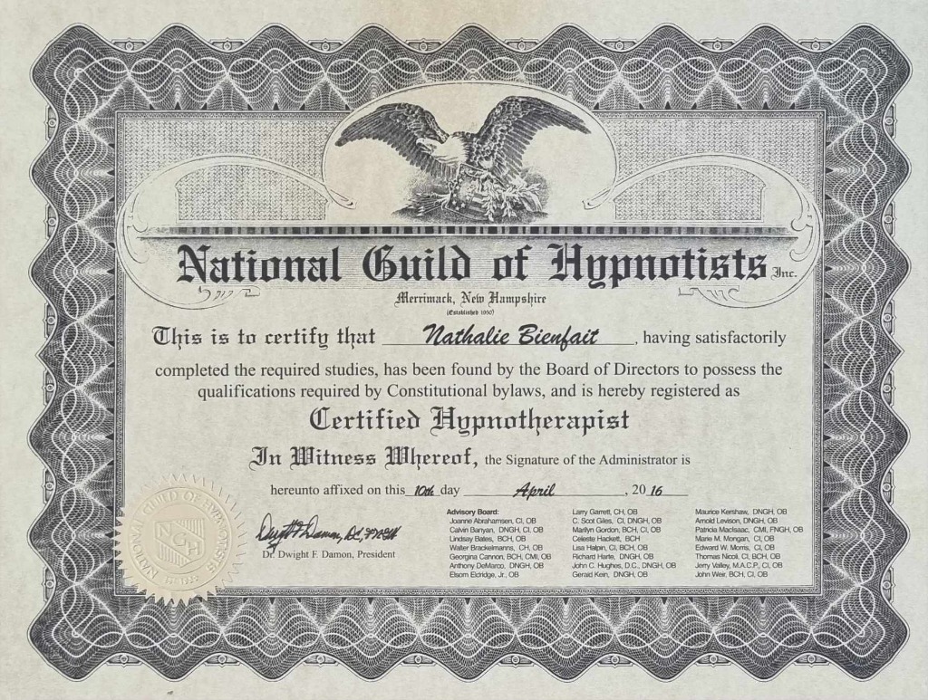 photo diplome Nathalie BIENFAIT