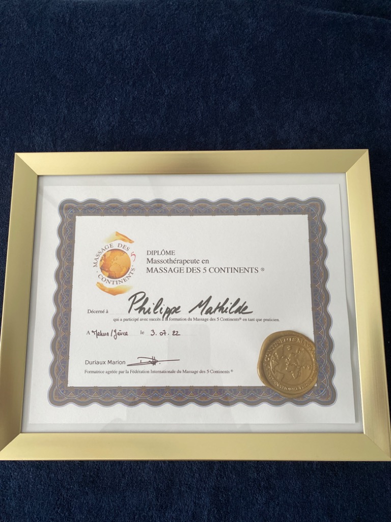 photo diplome Mathilde philippe sophrologue