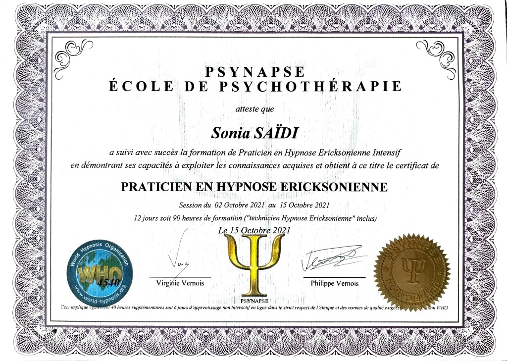 photo diplome Sonia SAÏDI