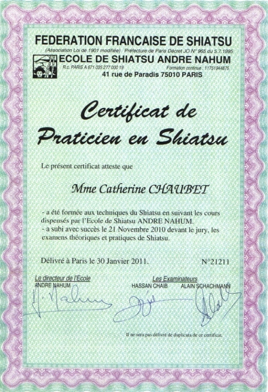 photo diplome Catherine CHAUBET