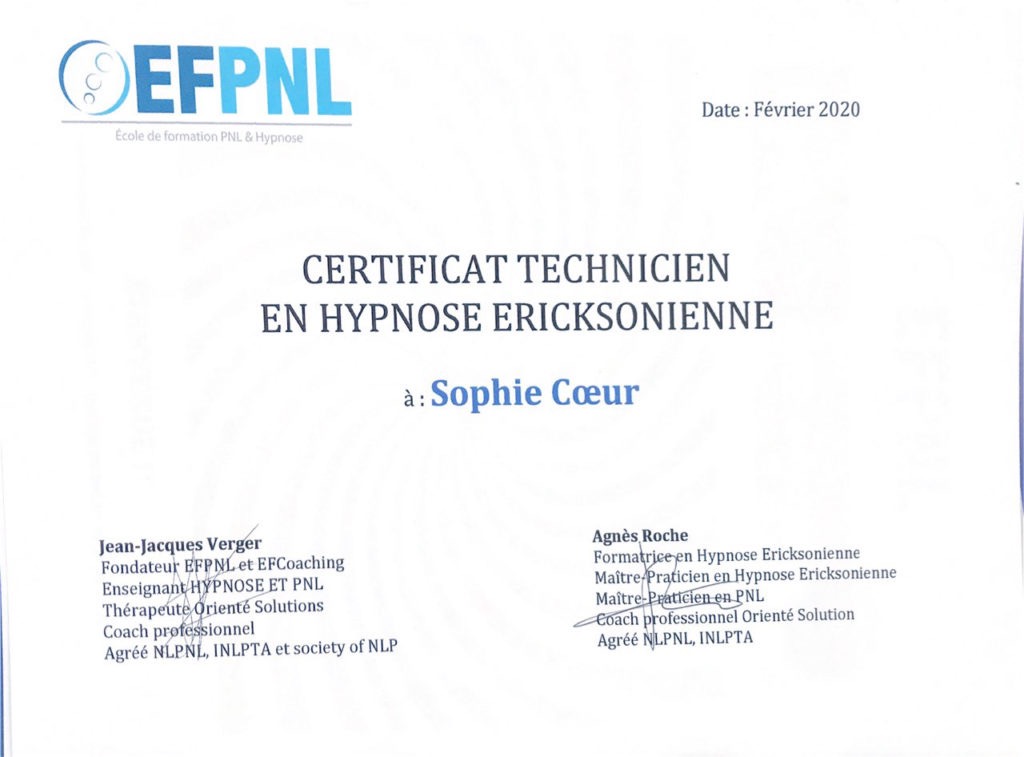 photo diplome Inspir’ & Sens by Sophie Cœur 