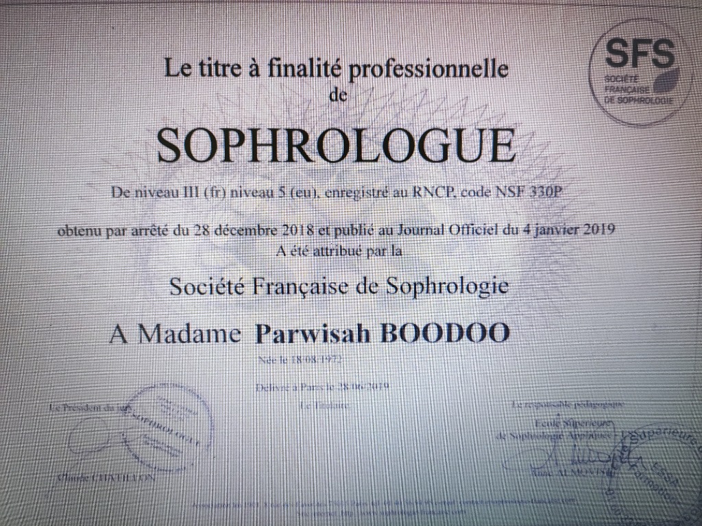 photo diplome Parwisah Boodoo
