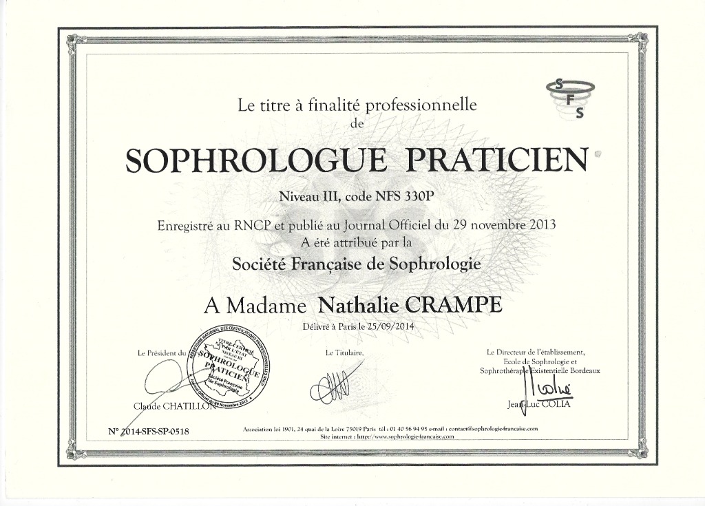 photo diplome Nathalie Crampé