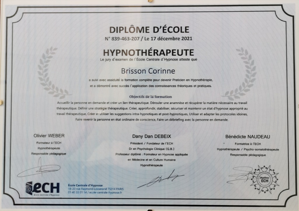 photo diplome Corinne legras brisson