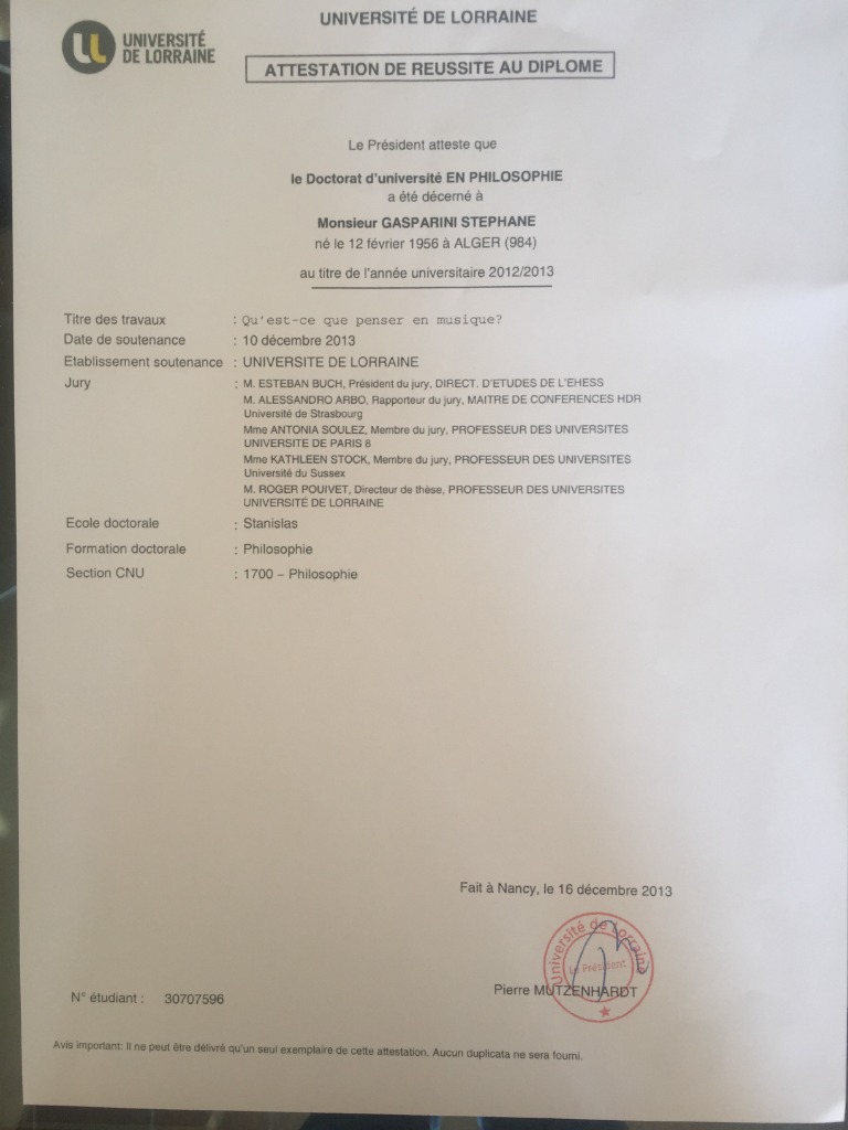 photo diplome STEPHANE GASPARINI