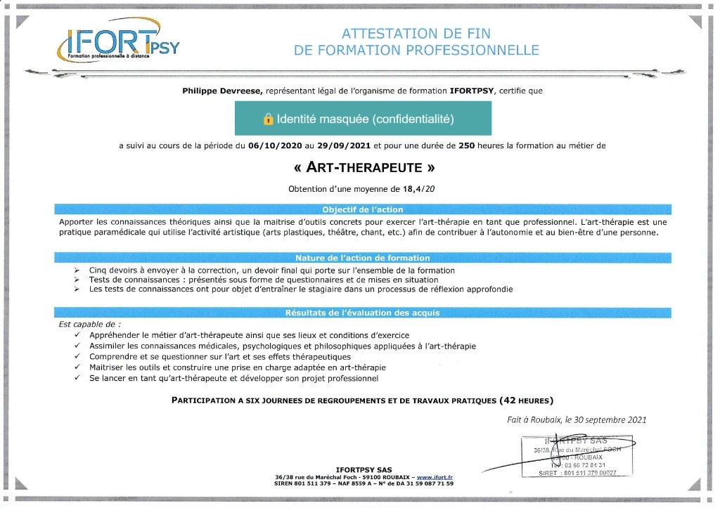 photo diplome Harmonie créativité et bien-être