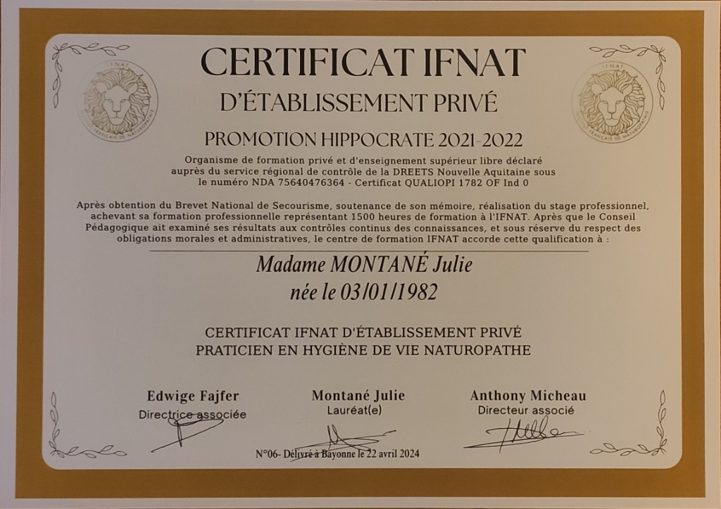 photo diplome MME Montané Julie