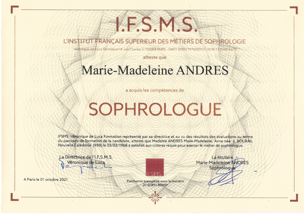 photo diplome Marie-Madeleine Andrès
